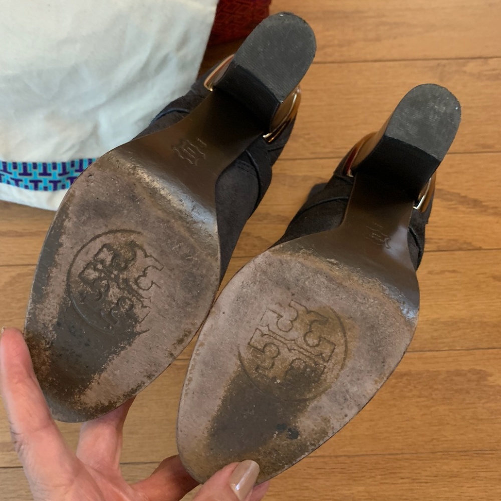 Tory Burch Charcoal Chalk Gray Livingston Suede high quality Ankle Booties π₯π₯ - Picture 9 of 10